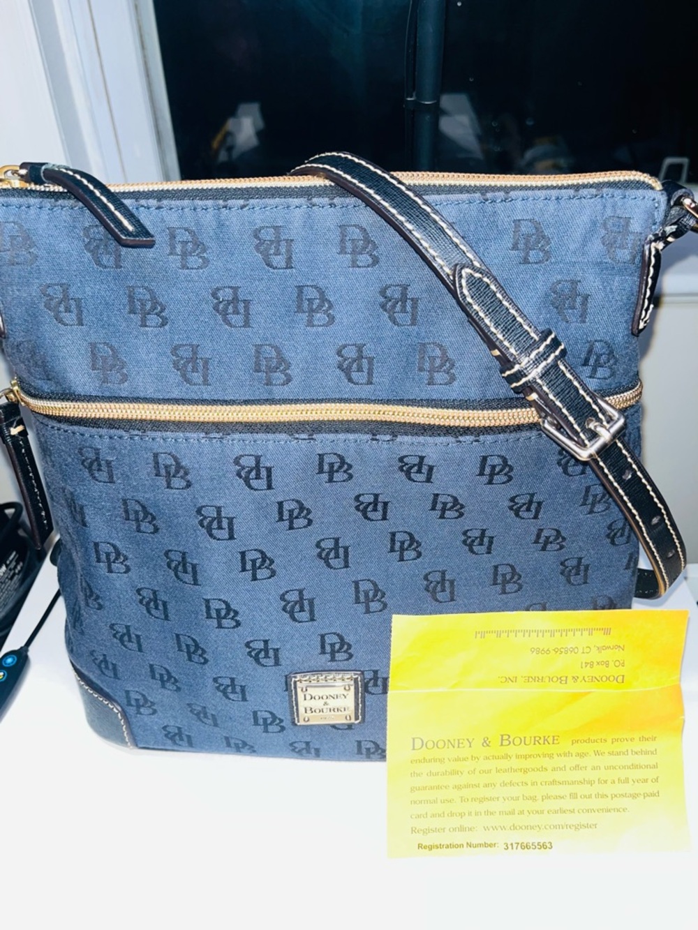 Dooney & Bourke Navy/Black Signature Crossbody Bag - Picture 11 of 12